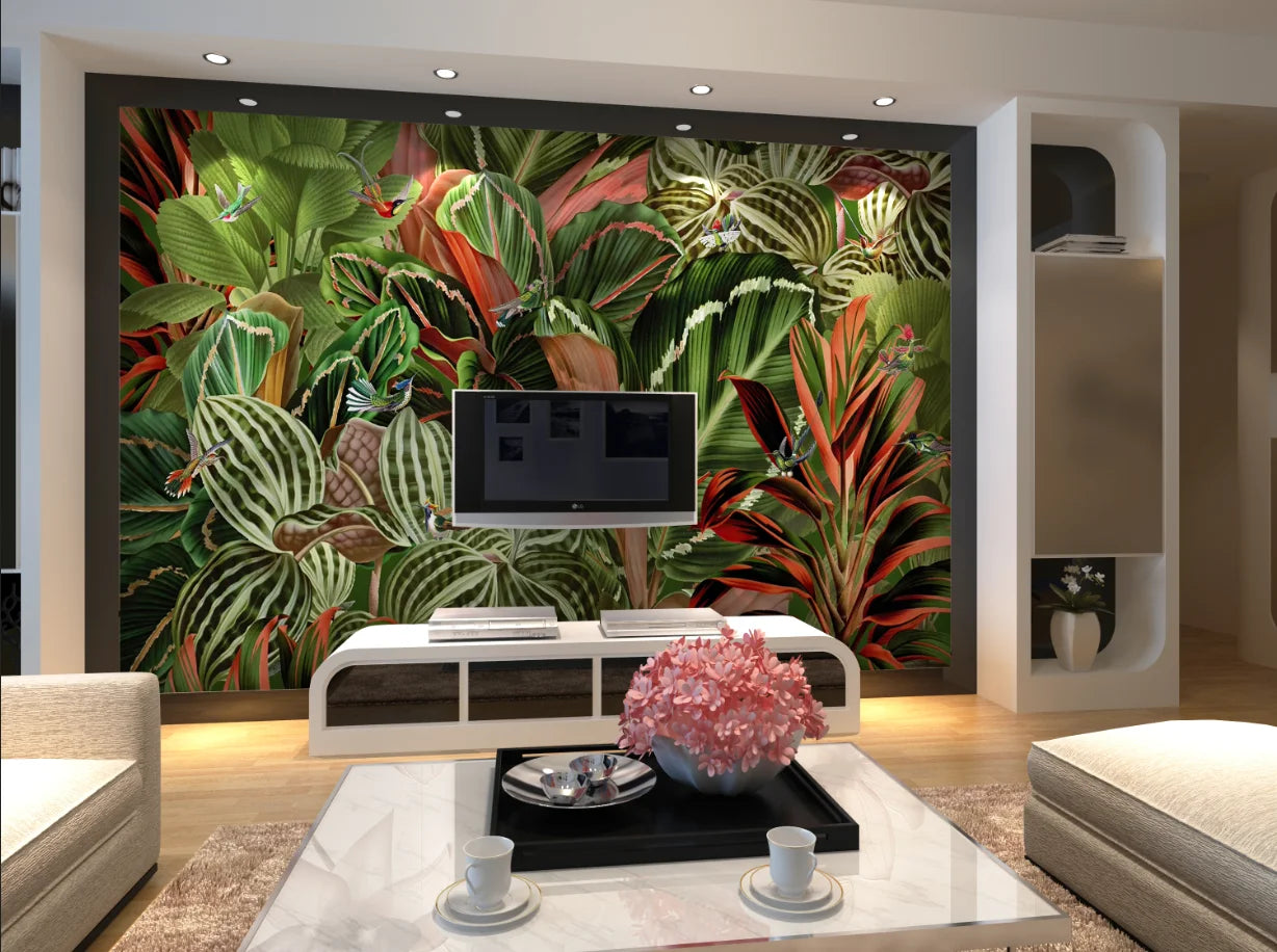 Custom Wallpaper European Style Retro Plants Flowers Forests Hummingbird Mural Bedroom Living Room Background Wall Wallpaper