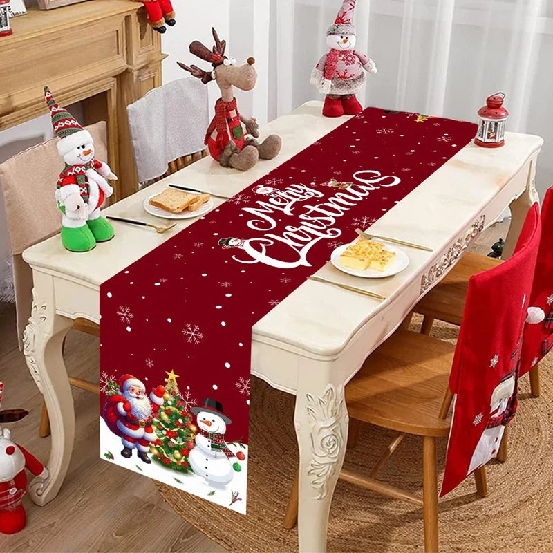 Santa Claus Christmas Table Runner Merry Christmas Decoration for Home 2025 Xmas Party Table Decor Navidad Noel New Year 2026