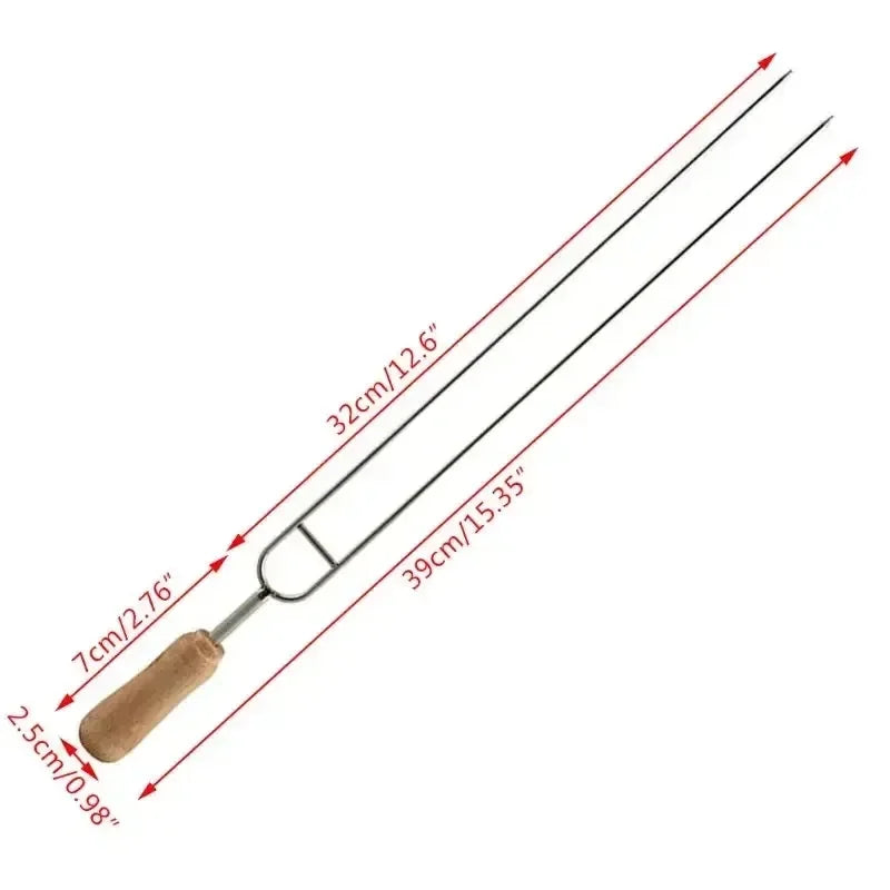 6pcs Stainless Steel U-Shaped Barbecue Brazing Fork Needle Grilling Skewers Double Prong Bbq Tools Outdoor Grill Accessories
