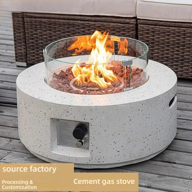 Modern Outdoor Furniture Design Indoor/Outdoor Desktop Tabletop Fire Pit with Concrete Stove for Parties