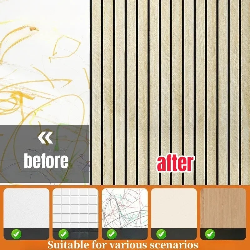 3D Wall Sticker Panel Self-Adhesive Wood Grain Wallpaper Home Decor Peel and Stick Easy To DIY Suitable for Ceiling Living Room