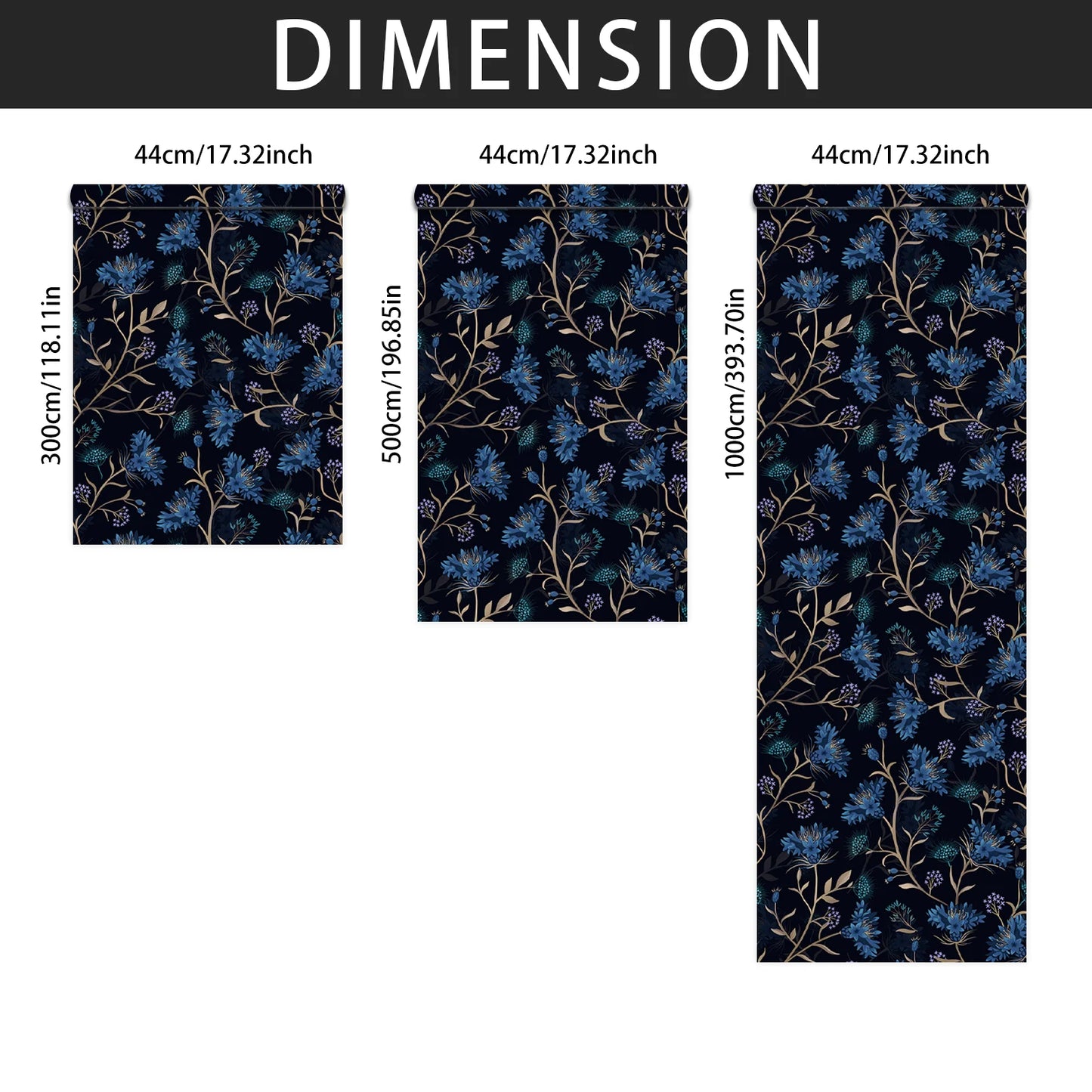 Dark Dandelion Floral Self Adhesive Wall Blue Plant Pattern Waterproof Removable Wallpaper Bedroom Bathroom Home Wall Decor Film