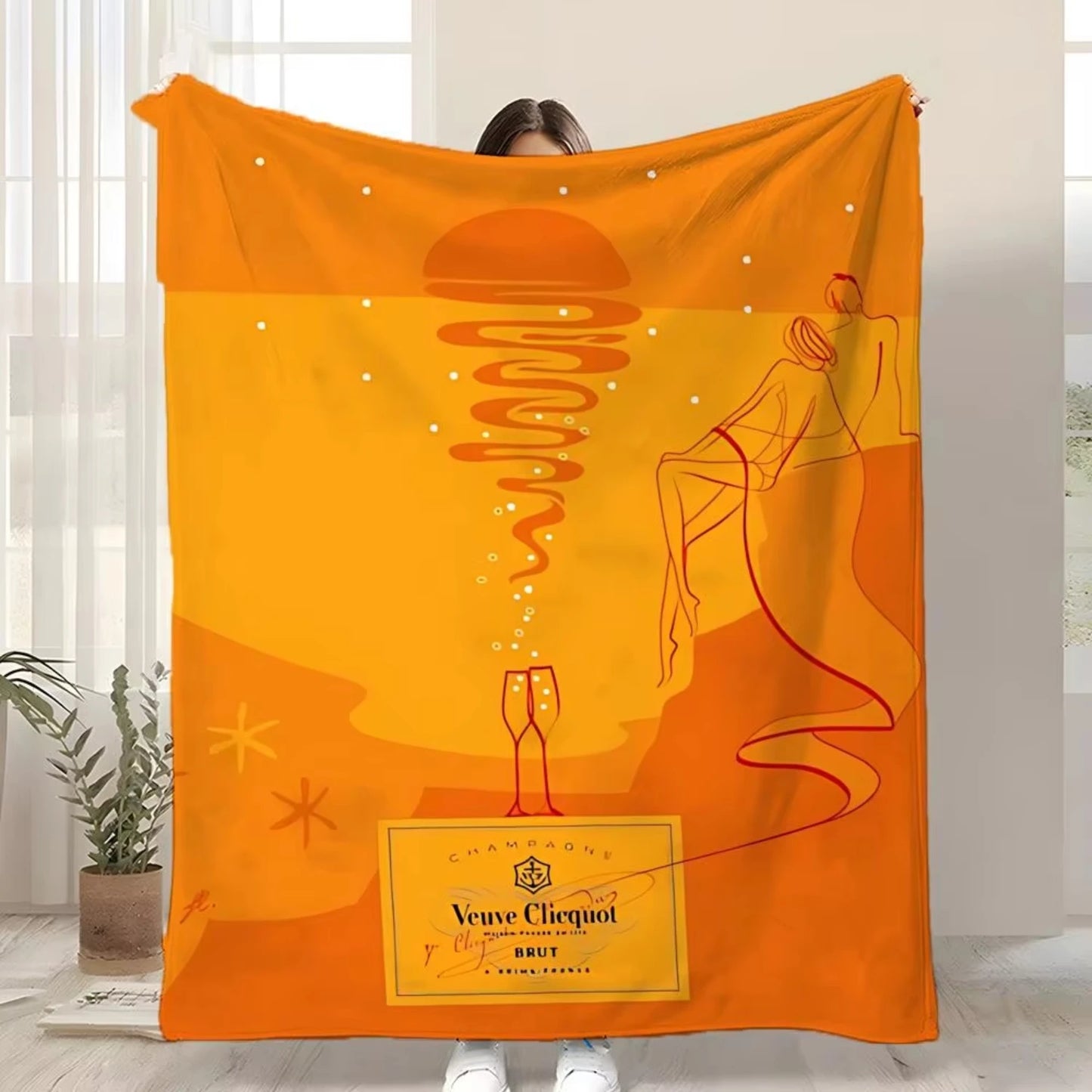 V-Veuve ClicquotS ART Throw Kid-Friendly Flannel Throw Blanket Soft Warm Anti-Static Washable All Season