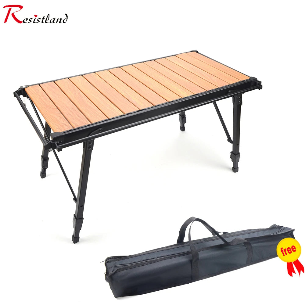 Camping Folding Removable IGT Wood Table Gas Stove Portable Lightweight Camp BBQ Grill Table Outdoor Picnic Fishing Table