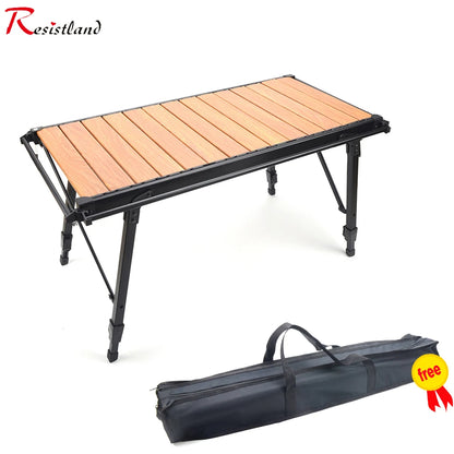 Camping Folding Removable IGT Wood Table Gas Stove Portable Lightweight Camp BBQ Grill Table Outdoor Picnic Fishing Table