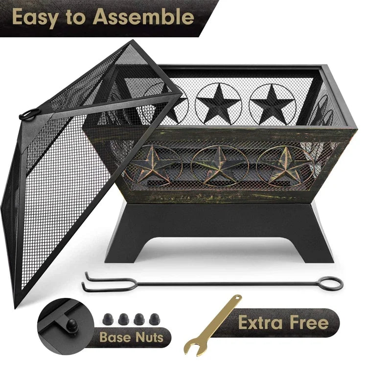'forNew Design Courtyard Portable Fire Pit Garden Outdoor Metal Steel BBQ Grill Barbecue Fire Pit