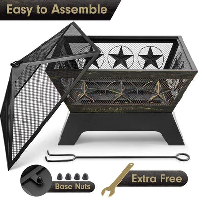 'forNew Design Courtyard Portable Fire Pit Garden Outdoor Metal Steel BBQ Grill Barbecue Fire Pit
