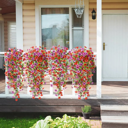 2PCS Artificial Hanging Flowers Silk Daisy Eucalyptus Garland for Outdoor Indoor Home Room Yard Decor Spring Summer Fake Plants