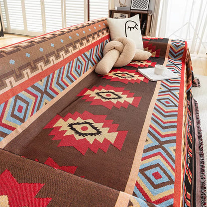 Multi purpose Bohemian themed throw blanket for home decoration and outdoor activities, grid blanket&throw sofa bed sheets, sofa
