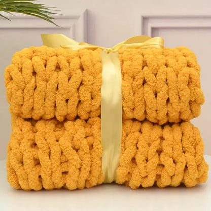 Hand Chunky Knitted Blanket Thick Yarn Merino Wool Bulky Knitting Throw Blankets Throw Carpets Soft Warm Winter Home Sofa Bed