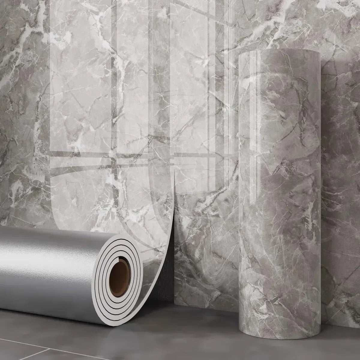 Waterproof and Antifouling Wall Sticker Self-adhesive Wallpaper 1 Roll Thick Foam Marble Wallpaper for Bedroom and Living Room