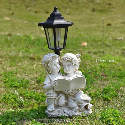 New Garden Solar Light Puppy Ornament Garden Ornament Sculpture Resin Craft Gift