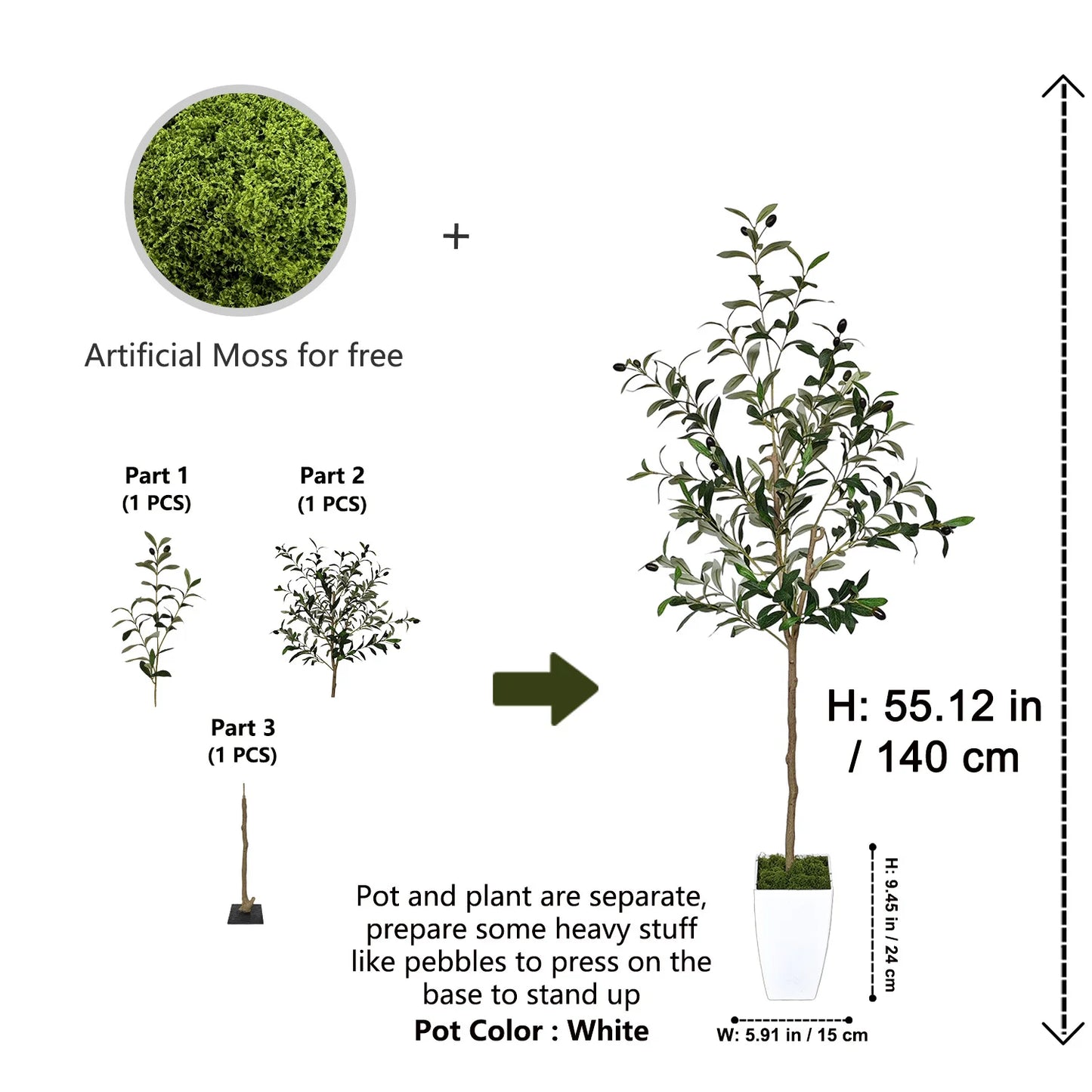 120-180cm Artificial Olive Tree Plant Indoor Outdoor Ornament Fake Plant for Home Garden Balcony Living Room Decoration