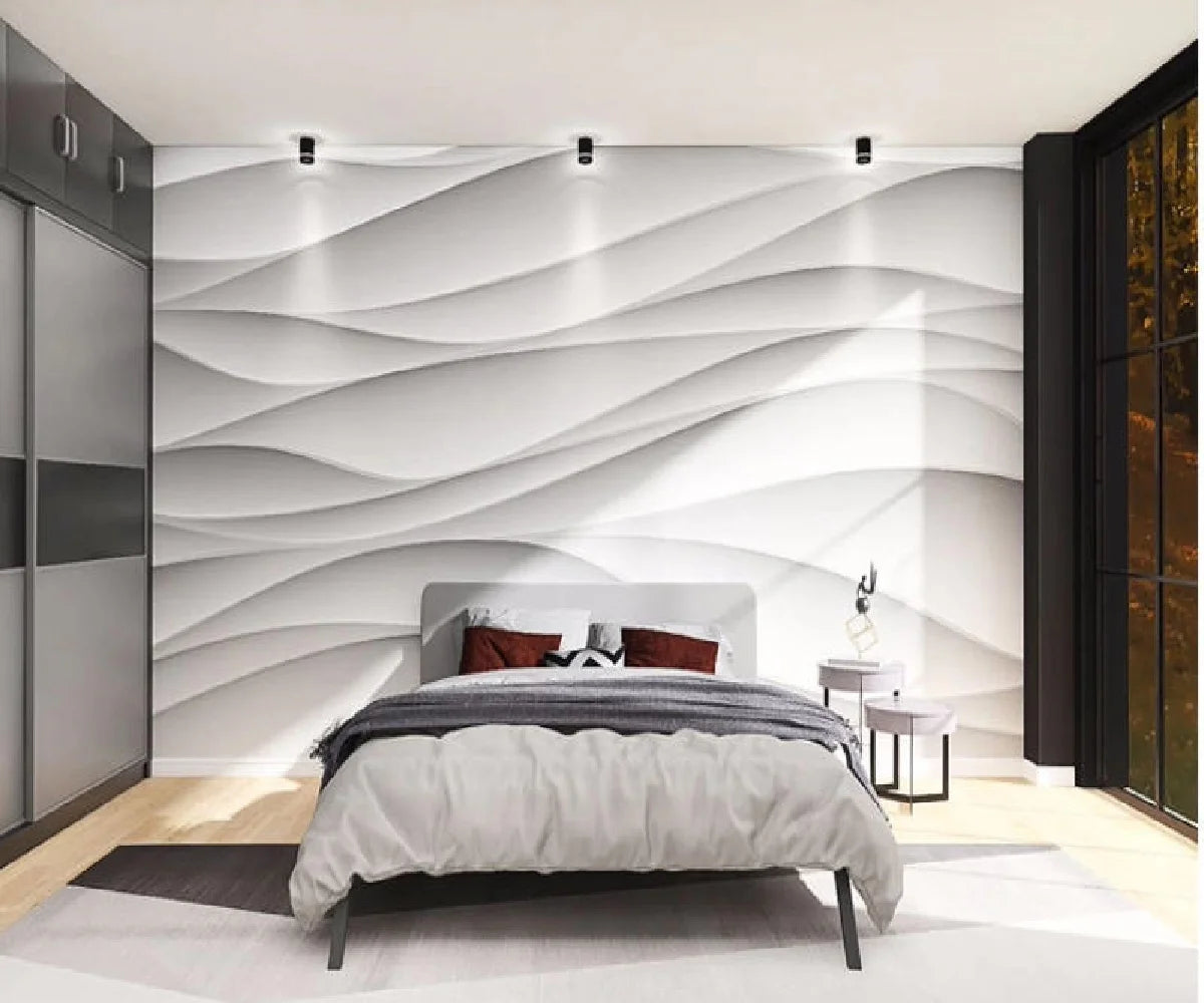 Customize wallpaper any size modern three-dimensional luxury white wave art photo painting living room background wall wallpaper