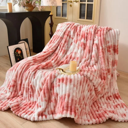 Flannel Blanket Queen Size Spring Autumn Warm Blankets for Bedgradient Color Soft Plush Sofa Throw Blanket