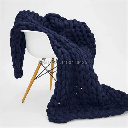 Grey Soft Knitted Blanket Winter Thick Sofa Throw Large Yarn Roving Blanket Chunky Handmade Weight Blankets Nordic Home Decor