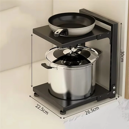 KYCOR-Adjustable Pot Organizer Rack - Space-Saving, Rustproof Storage For Pans, Pots & Lids - Under Cabinet Kitchen Solution