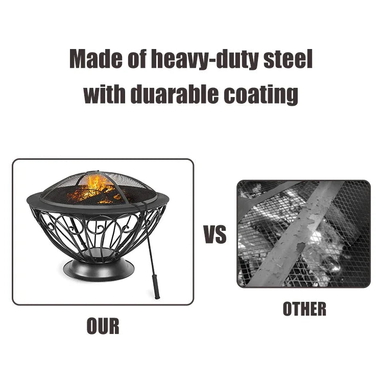 'forPatio Garden Fire Pit Furniture Round Metal Steel Fire Pit Outdoor Barbecue Fire Pit