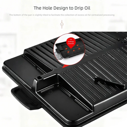 Korean Grill Pan for Indoor Outdoor Cooking Non-Stick Coated Smokeless BBQ Rectangular Barbecue Plate with Oil Hole