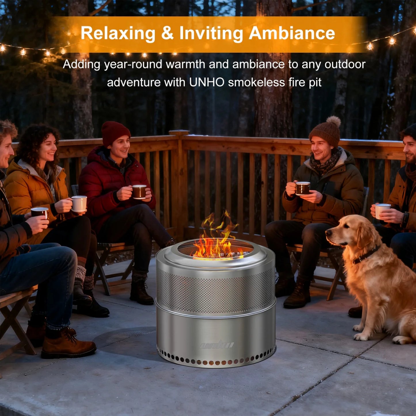 50CM Smokeless Fire Pit with Bag Portable Stainless Steel Wood Burning Outdoor Fireplace Ideal for 6 or More People Firewood Log Burner