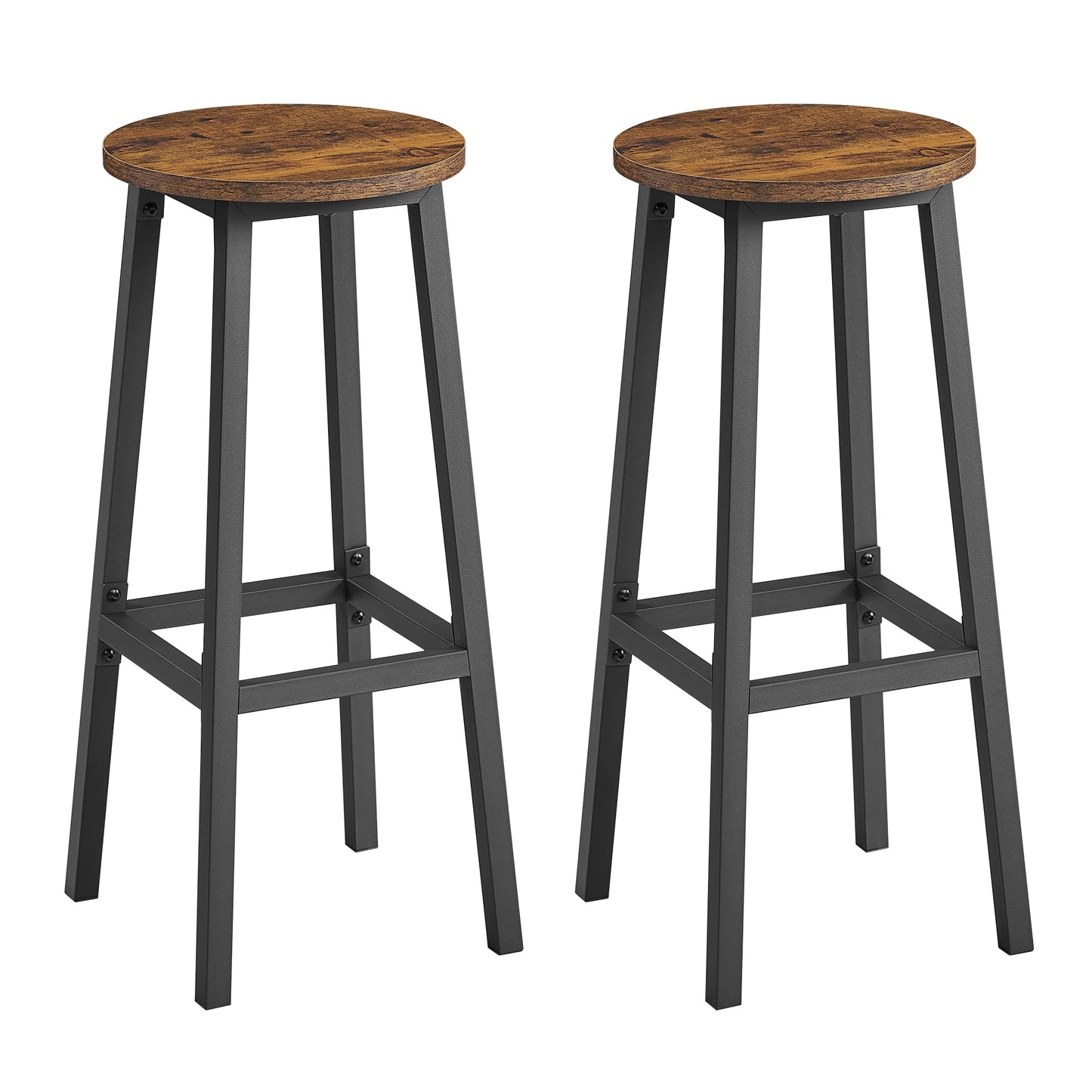 VASAGLE Bar Stools, Set of 2, Height 74 cm, Footrest, for Kitchen, Living Room, Dining Room