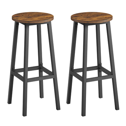 VASAGLE Bar Stools, Set of 2, Height 74 cm, Footrest, for Kitchen, Living Room, Dining Room