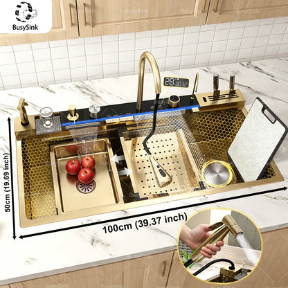 New Modern Stainless Steel Kitchen Sink Multifunctional Sinks Digital Display Large Single Slot Wash Dish Bowl Various Styles