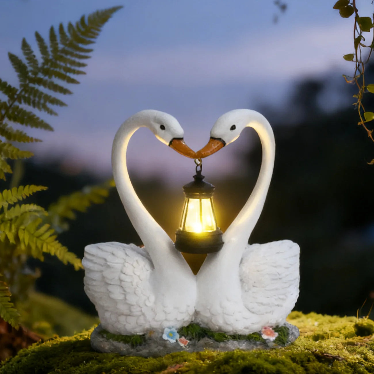 Outdoor Courtyard Decoration Simulation Swan Garden Landscaping Ornament Animal Statue Solar Resin Handicraft
