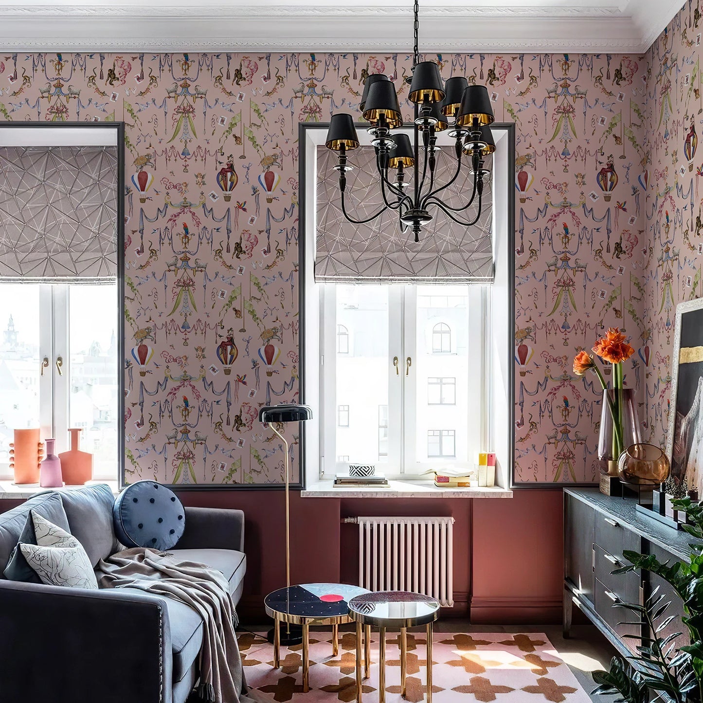 Traditional Circus Style Wallpaper Home Bedroom Waterproof Oil Resistant Art Wallpaper Chic Peel And Stick Cabinet Stickers
