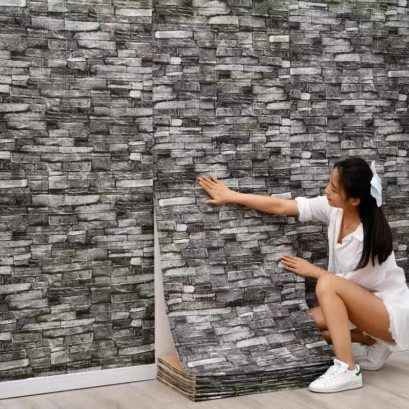Faux Brick 3D Wallpaper 70cmx100cm Self Adhesive Waterproof Stain Resistant Wall Sticker Modern Kitchen Indoor Home Wall Decor