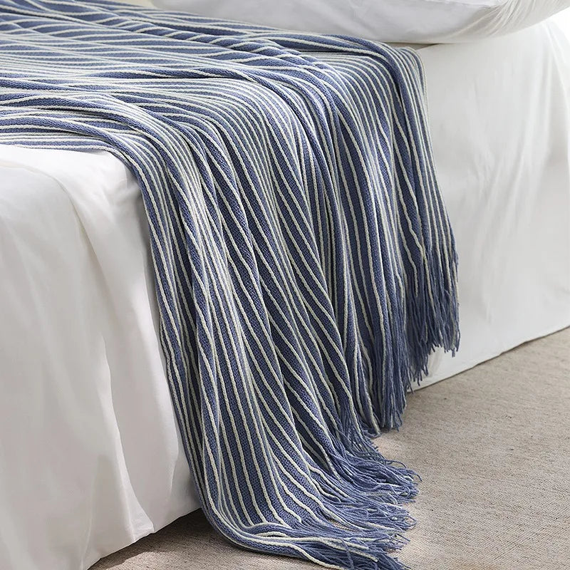 Rustic Farmhouse Knitted Bed Runner Throw Blanket for Homestay Hotel, Bed End Decorative Casual Cover New Style