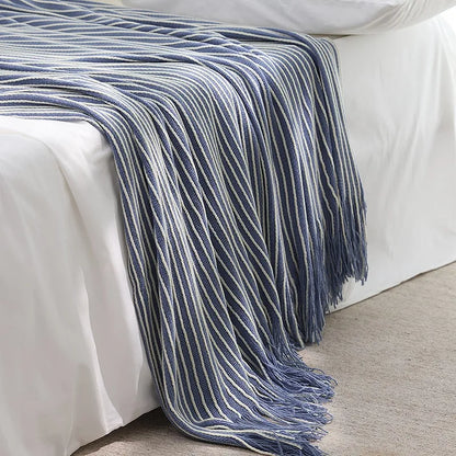 Rustic Farmhouse Knitted Bed Runner Throw Blanket for Homestay Hotel, Bed End Decorative Casual Cover New Style
