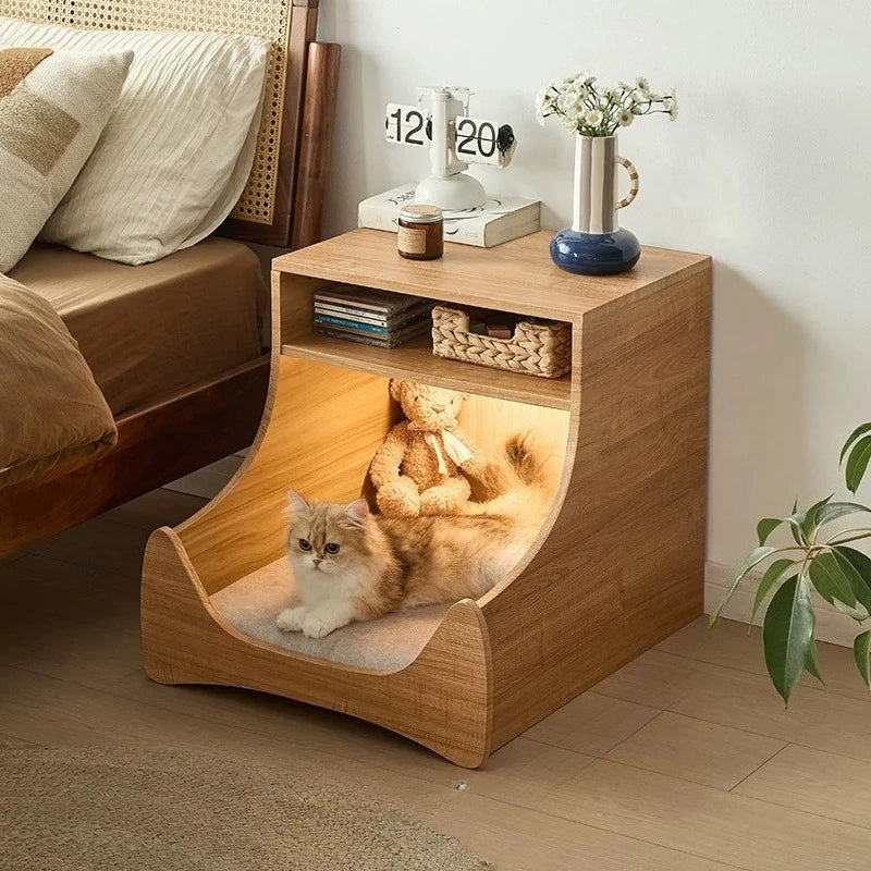 Bedroom Vintage Nightstand Living Room Farmhouse Led Storage Bedside Table Charging Wood Mesita Noche Mid Century Furniture