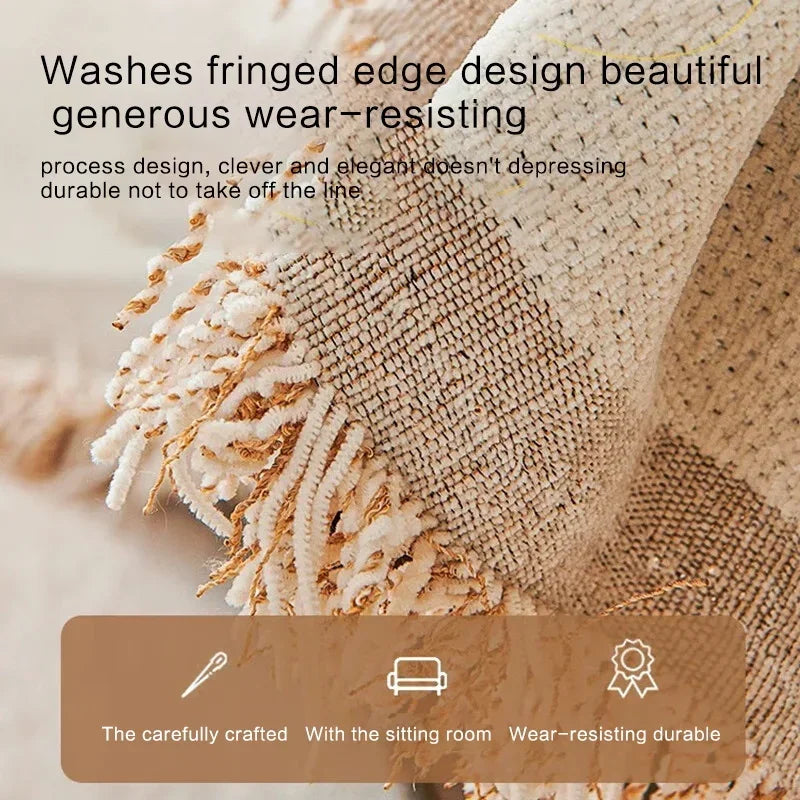 Nordic Tassel Throw Blanket Four Season Sofa Cover Dust Anti-cat Scratch Protection Cover Sofa Blanket Carpet Travel Rug Tassels