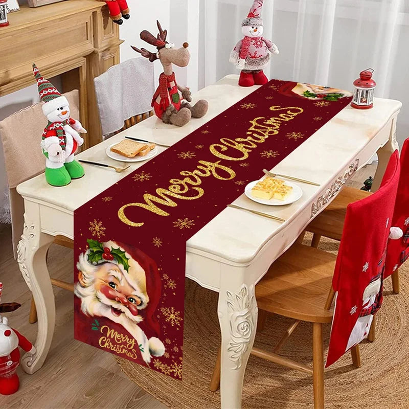 Santa Claus Christmas Table Runner Merry Christmas Decoration for Home 2025 Xmas Party Table Decor Navidad Noel New Year 2026