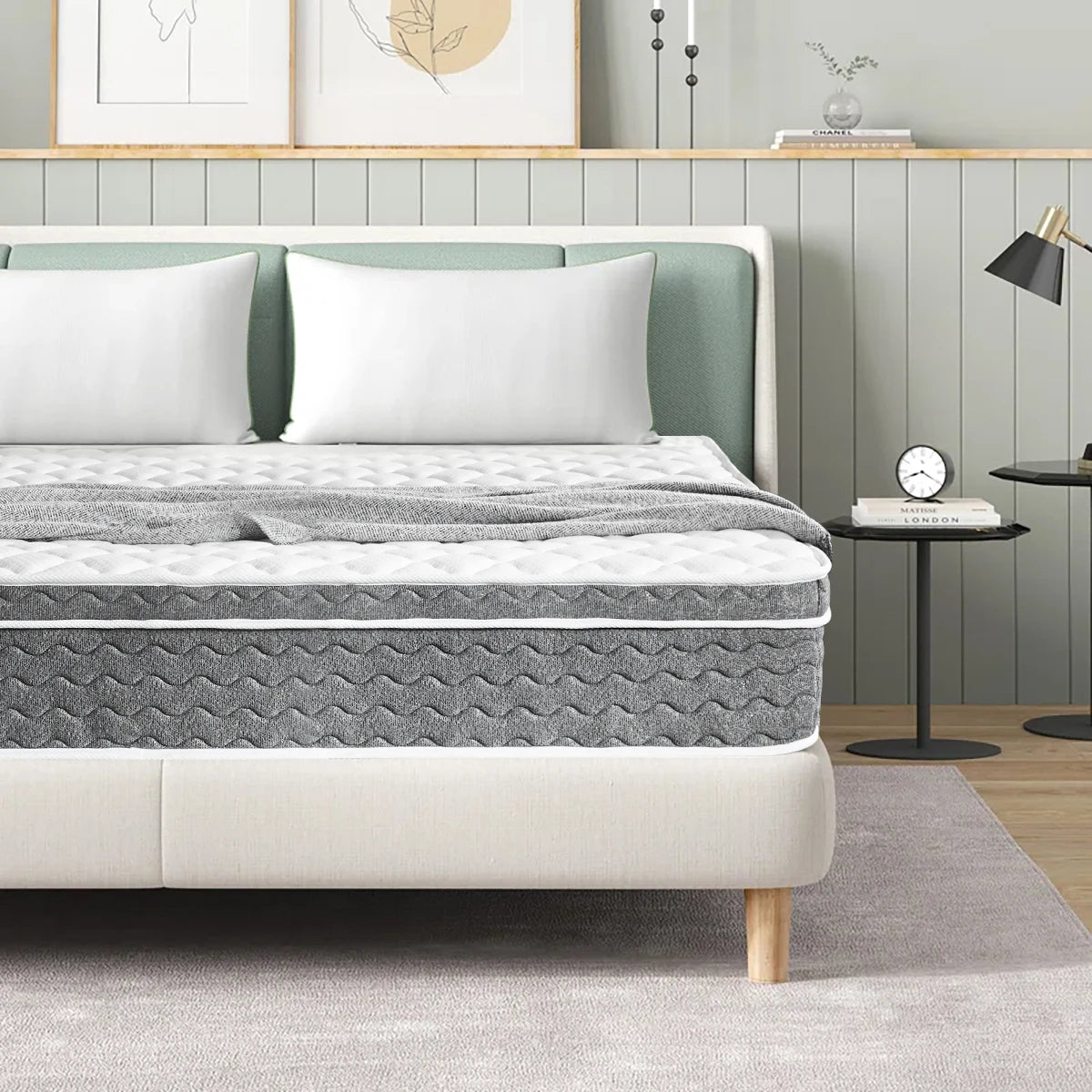 10/12/14 Inch Queen Size Mattress Hybrid Mattress,Fiberglass Free,Medium Feel,Motion Isolation,Certified Safe,Mattress in A Box
