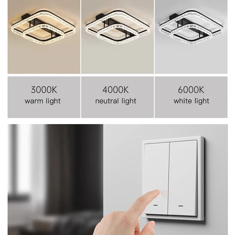 Living Room Main Light Modern Simple Atmosphere Full Spectrum New Light Luxury High-end Ice Pattern Eye Protection Ceiling Lamp