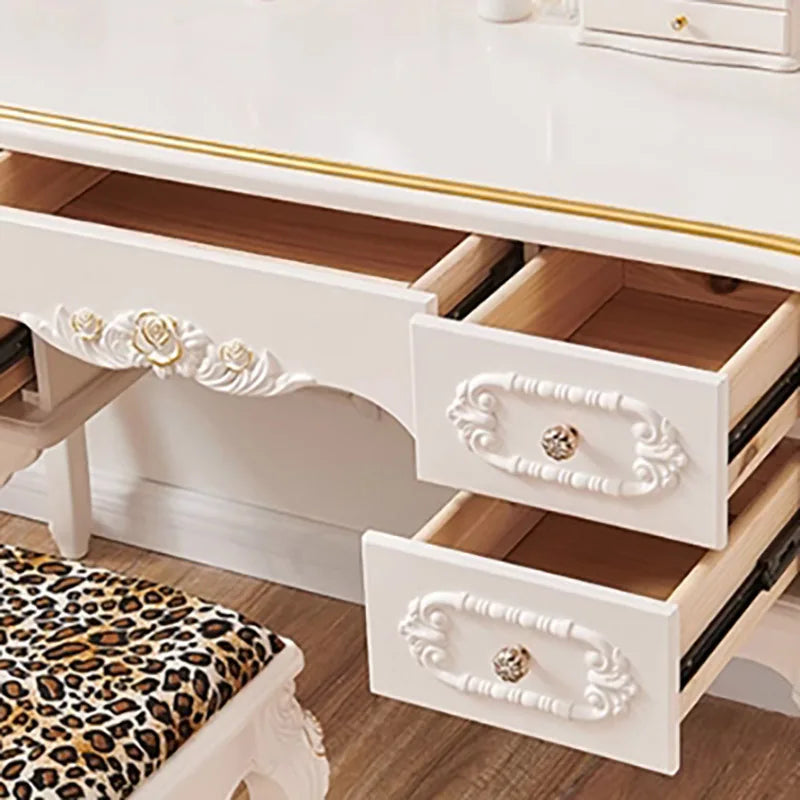 Trendy Unique Nordic Vanity Table Vintage Luxury Drawer Design Vanity Table Makeup Elegant Scrivania Makeup Bedroom Furniture