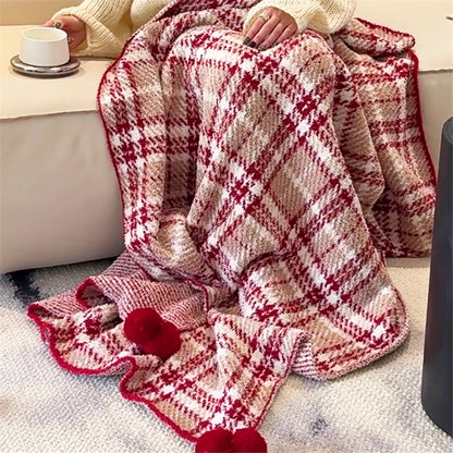 Half Velvet Blanket Home Sofa Blankets Universal Plaid Red Autumn Winter Christmas New Year Blanket Office Nap Shawl Bedding