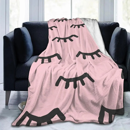 Eyelash Blankets Cartoon Beauty Glam Closed Eyes Flannel Throw Blanket Airplane Travel Decoration Soft Warm Lash Bedspread