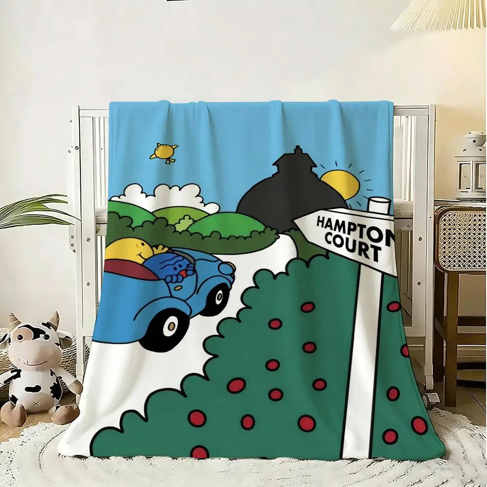 Mr M-Men Little M-Miss Throw Soft Flannel Throw Blanket, Lightweight Breathable Summer Nap Blanket For Home Travel Cozy Decor