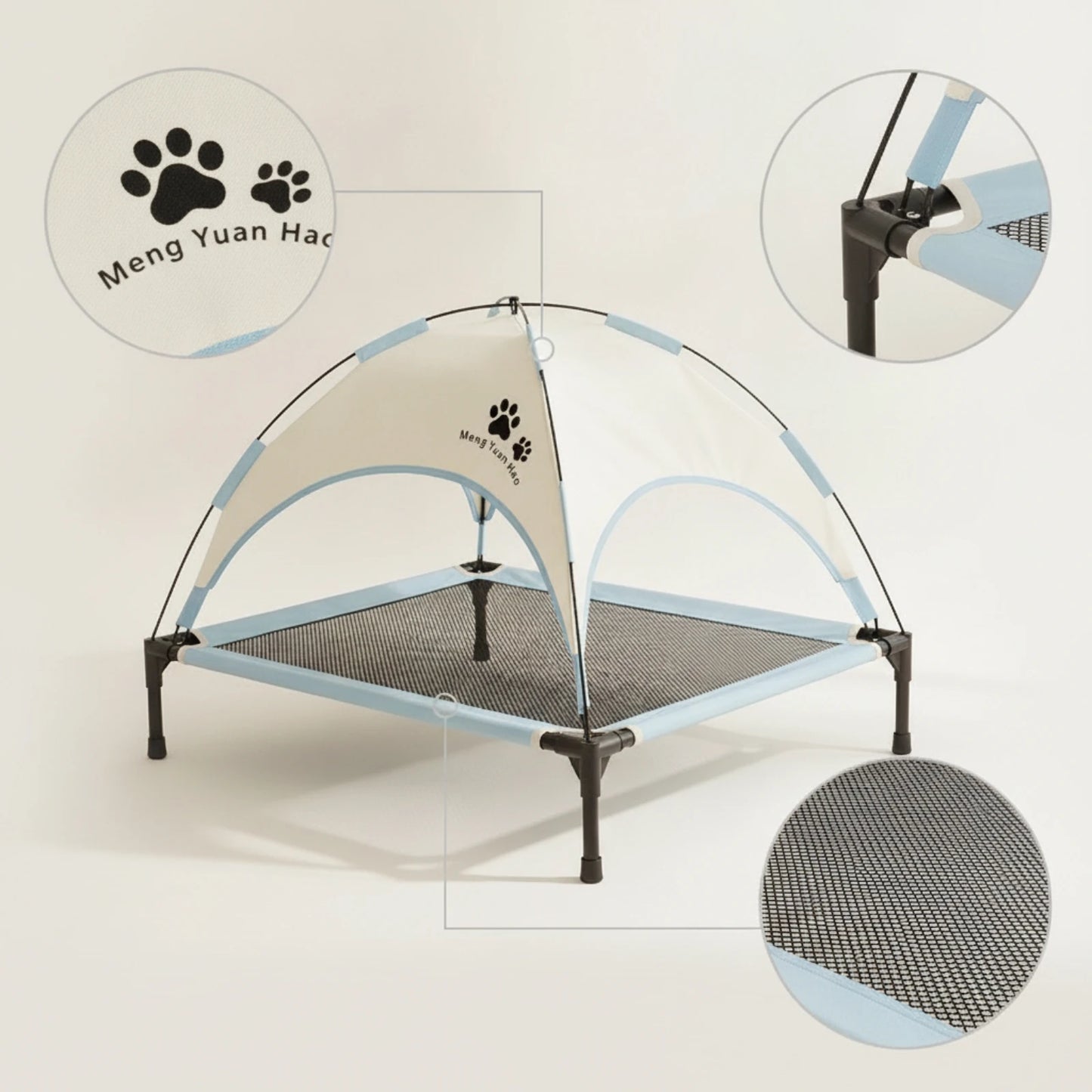 Pet Cot with Canopy Shaded Dog Bed with Sun Shade Tent Raised Dog Bed with Canopy Breathable for Pets, Backyard, Camping