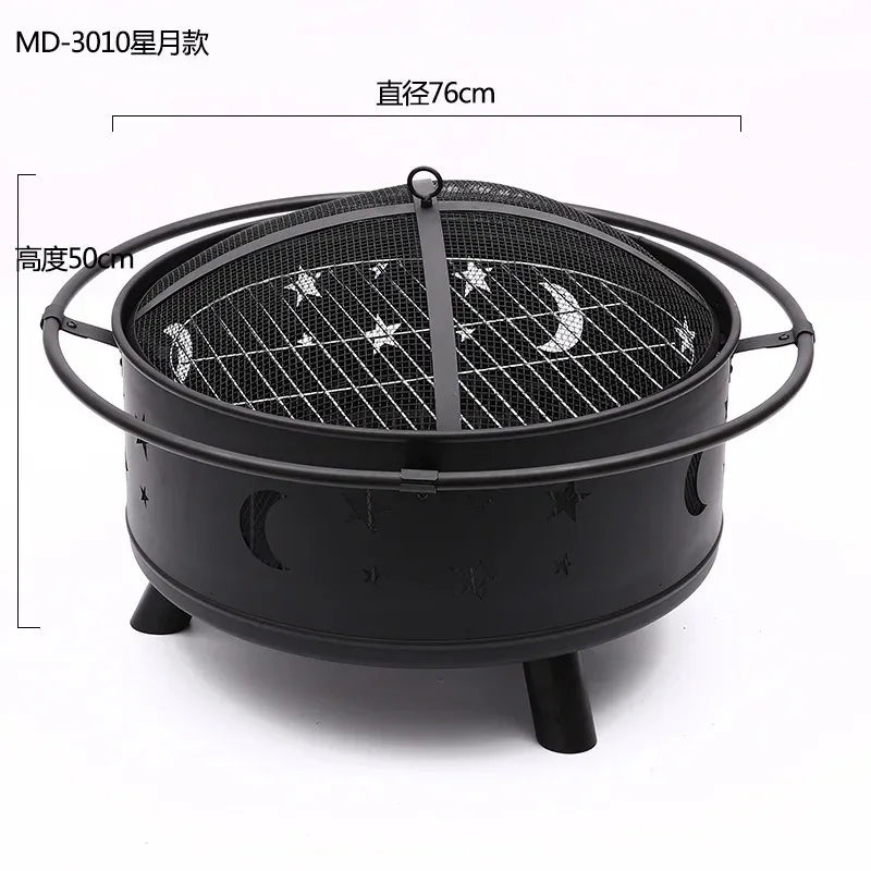 Outdoor BBQ BBQ Grill with Firewood Heating Sturdy Yard Grill Villa Campfire Surround Furnace Charcoal Brazier Fire Pit
