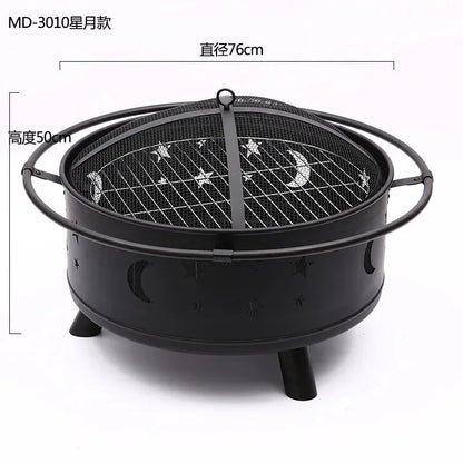 Outdoor BBQ BBQ Grill with Firewood Heating Sturdy Yard Grill Villa Campfire Surround Furnace Charcoal Brazier Fire Pit