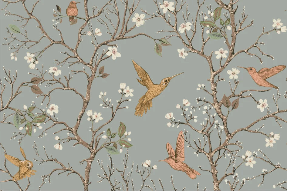 Custom Wallpaper European Style Retro Plants Flowers Forests Hummingbird Mural Bedroom Living Room Background Wall Wallpaper