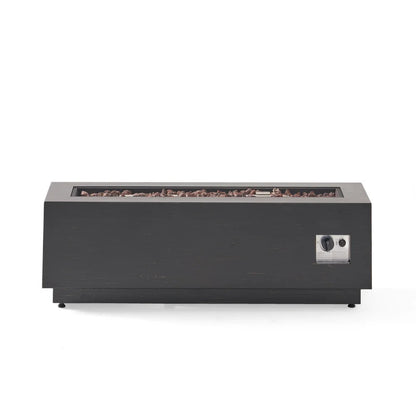 40" Outdoor Rectangular Iron Propane Fire Pit, Dark Grey (Tank Cover not Included)
