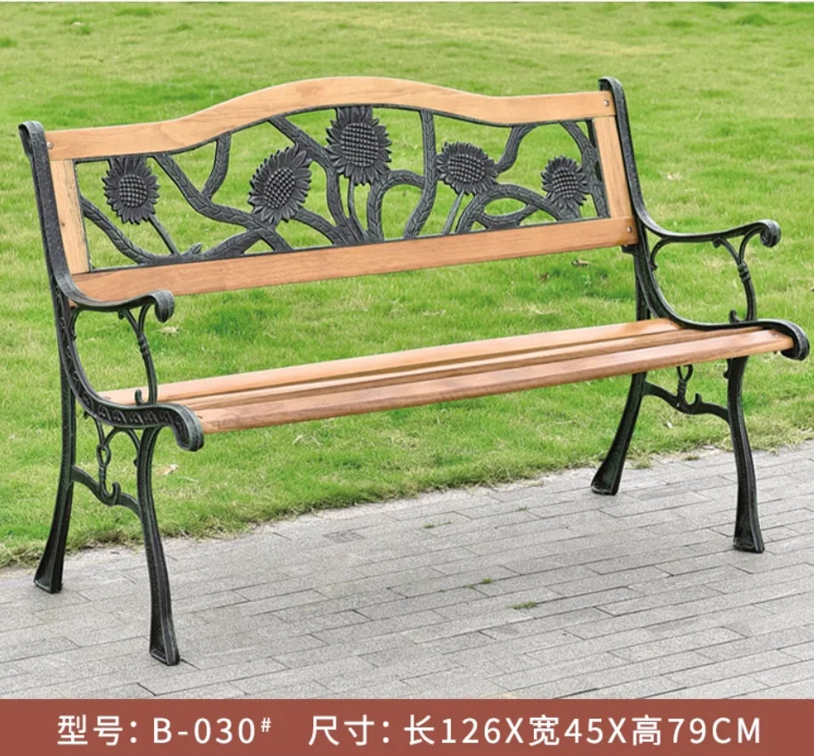 Modern Solid Wood Iron Outdoor Bench Traditional Design for Dining Courtyard Garden Park Restaurant Exterior Gym-Patio Benches