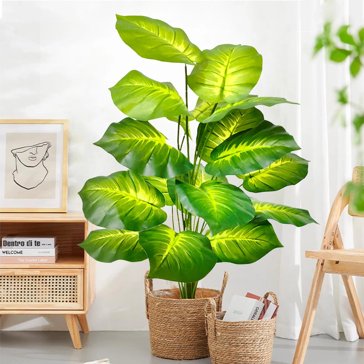 Artificial Palm Tree - Large Fake Tropical Plant Suitable for Indoor Outdoor Decoration Without Pot