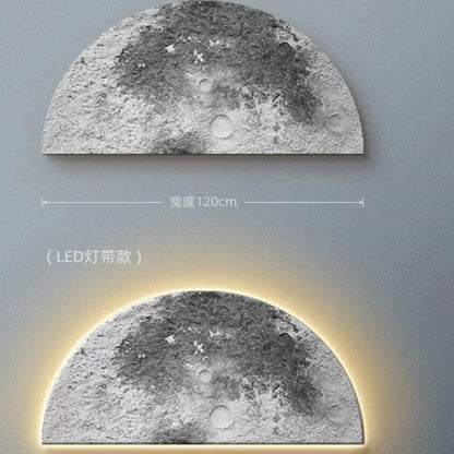 Moon living room decoration painting, LED wall lamp painting, background wall, high-end feeling, sandstone hanging painting