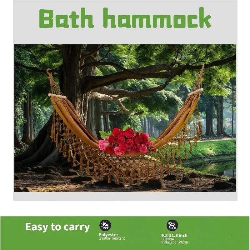 Outdoor Fringed Canvas Hammock - Portable Anti-slip Fringed Hammock for Camping - Bohemian Style Outdoor Camping Hammock